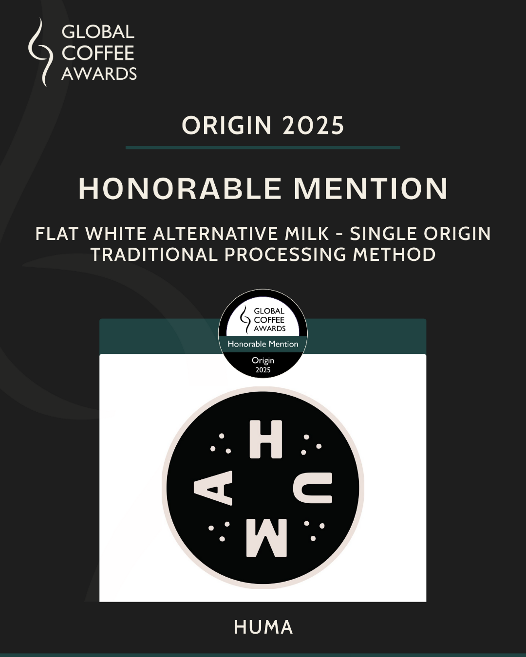 HUMA recibe Honorable Mention en los Global Coffee Awards 2025